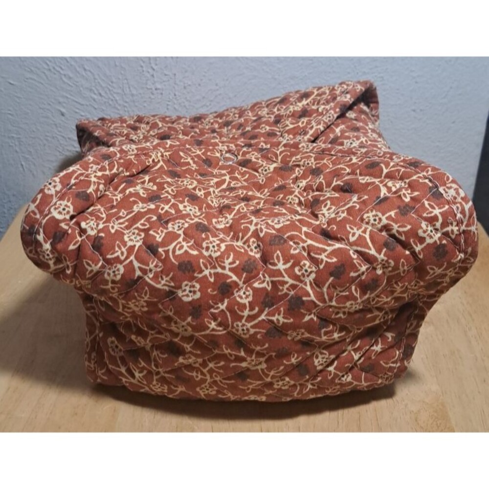 Vintage Corning Fabric Brown Tan Flowers Carrier #4856CZ Label USA